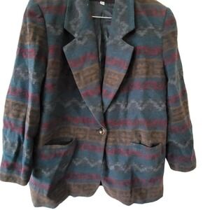 Braetan Southwest Aztec Wool Blend Blazer Jacket Woman XL
